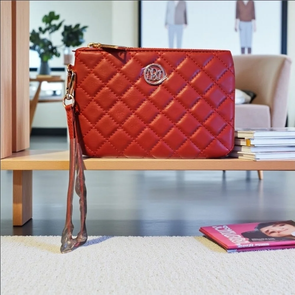 NWT - 3 Badgley Mischka Quilted Women's Bag Set - Red, Black, and Olive - Picture 7 of 16